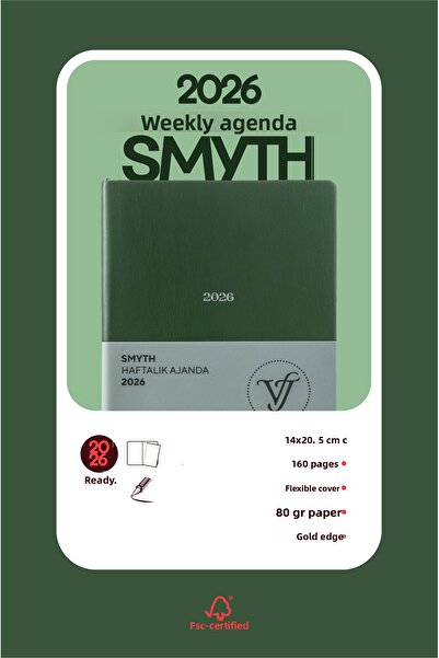 Victoria's Journals Smyth 2026 Weekly Agenda A5 (14X21Cm) Flexible Cover Ivory 80 Gr.