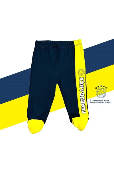 Fenerbahçe Original Licensed Navy Blue Baby Tracksuit Bottoms with Booties