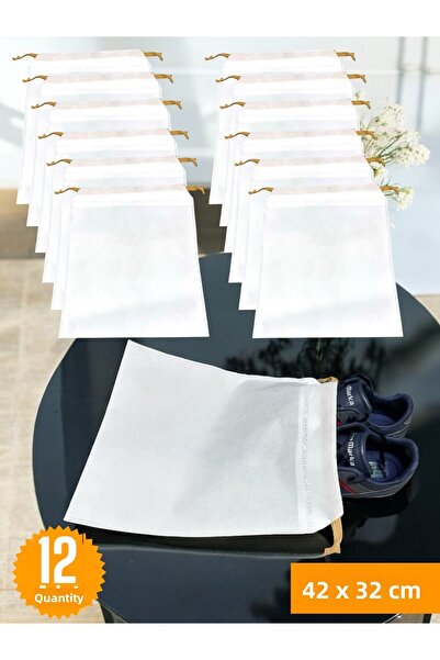 Balkan Room 12 Pcs White Drawstring Shoes Storage Bag Multipurpose Closet Drawer Suitcase Organizer