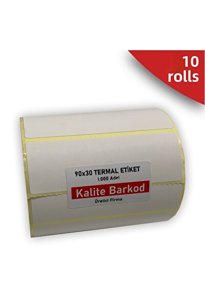 Kalite Barkod Etichetă termică 90x30 |   10 role de etichete cu coduri de bare