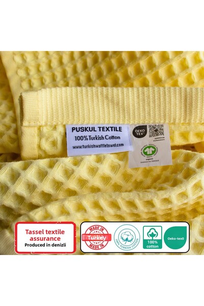 Püskül Tekstil Luxury 4-Piece Waffle Weave Towel Set (2 Bath + 2 Hand), 100% Cotton Quality Quick-Drying Towels