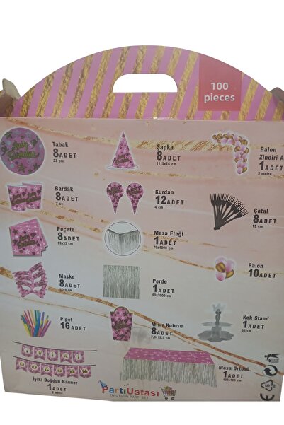 VİZYON مجموعة حفلات أعياد الميلاد باللون الوردي؟ مجموعة قطع الغيار