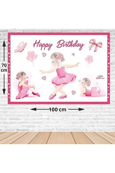 Parti Dükkanım لافتة عيد ميلاد راقصة الباليه بدون صورة 70*100 سم