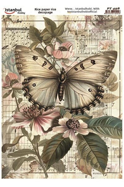 İstanbul Hobi ورق ديكور نحاسي 30×42 سم PT-498 فراشة