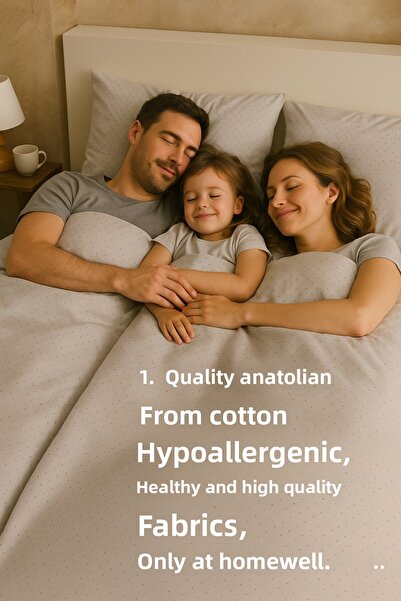 homewell طقم غطاء لحاف كبير الحجم 220 × 240 سم، مصنوع من القطن الأناتولي الطب...