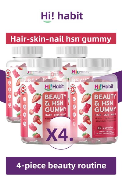 Hi Habit Hsn Hair, Skin & Nails Vitamin Gummy Supplement Food Set (4 Pieces)
