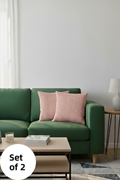 Miracolo Home 43X43 Cotton Powder Pink Decorative Throw Pillow Cover - 2 Pieces