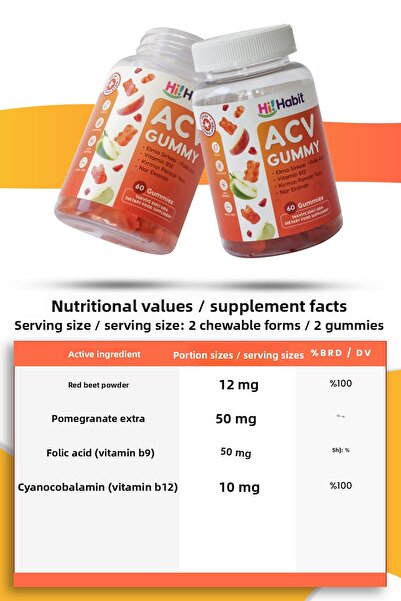 Hi Habit Acv Apple Cider Vinegar Gummy - Bso Black Seed Oil Gummy Food Supplement Set