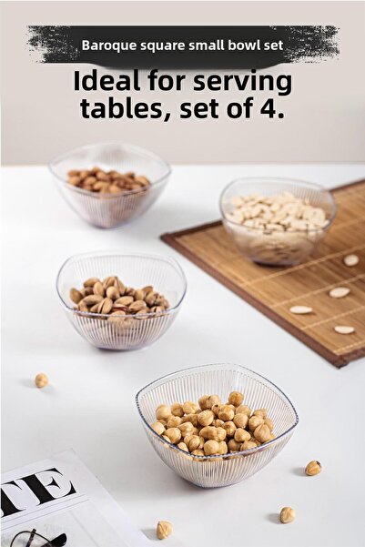 EWs طقم أوعية صغيرة مربعة شفافة من الأكريليك مكونة من 4 قطع ووعاء للوجبات الخ...