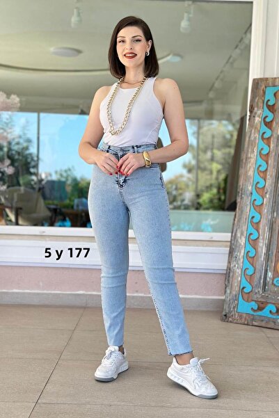 İnce Topuk Ultra Lycra Boyfit Jeans 5Y177