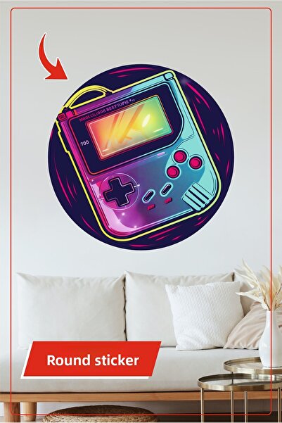 KOSS Dijital Autocolant rotund tematic pentru consolă retro neon pentru decor...