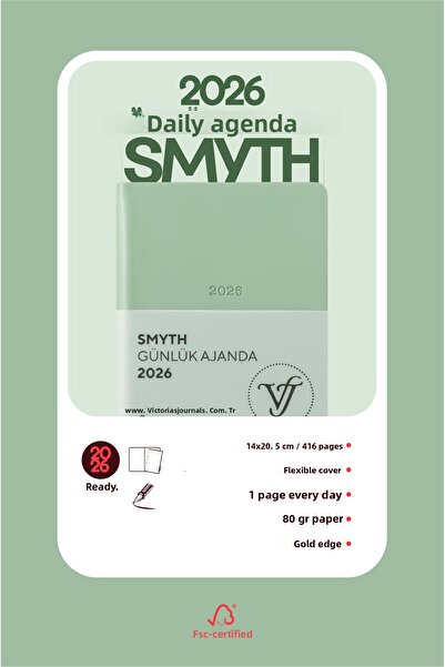 Victoria's Journals Smyth 2026 Daily Agenda A5 (14X21Cm) Flexible Cover Ivory 80 Gr.