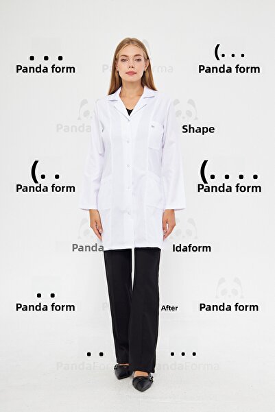 PandaForma معطف مختبر متوسط الطول للمعلمين والأطباء والممرضات والصيادلة