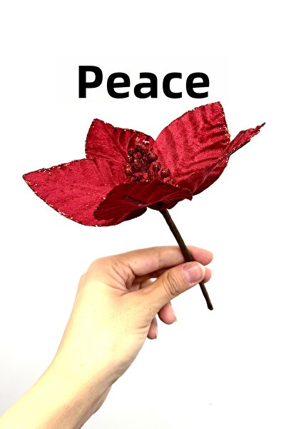 Huzur Party Store Burgundy Holly 20 cm Dark Red Velvet Glittered Christmas Pine Tree with Buds New Year Artificial Flower