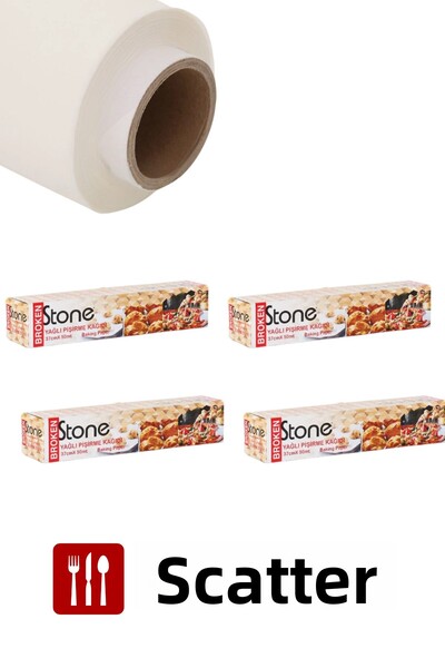 Broken Stone ورق خبز معبأ 37 سم × 50 متر سهل الاستخدام في المطبخ ورق خبز 4 قطع