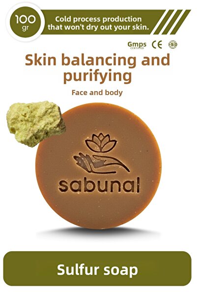 sabunal Sulfur Soap – Skin Balancing and Purifying Natural Soap 100 Gr