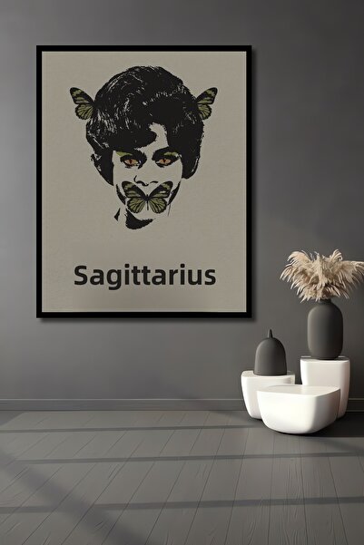 Teona Ahşap Διακοσμητικό ξύλινο ορθογώνιο πίνακα με εικόνα Αιγόστροφου και πεταλούδων με κορνίζα