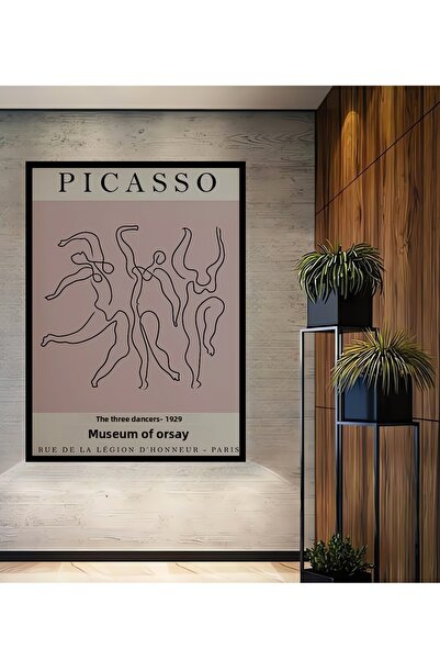 Teona Ahşap Tablou decorativ din lemn dreptunghiular cu figuri care dansează Picasso cu aspect de cadru