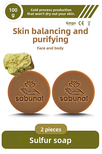 sabunal Sulfur Soap 2 Pieces – Skin Balancing and Purifying Natural Soap