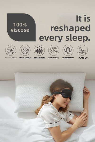 Pillow Market Heat Controlled Termoswitch Orthopedic Flat Long Size Visco Pillow [2 Pieces] (Medium Soft)