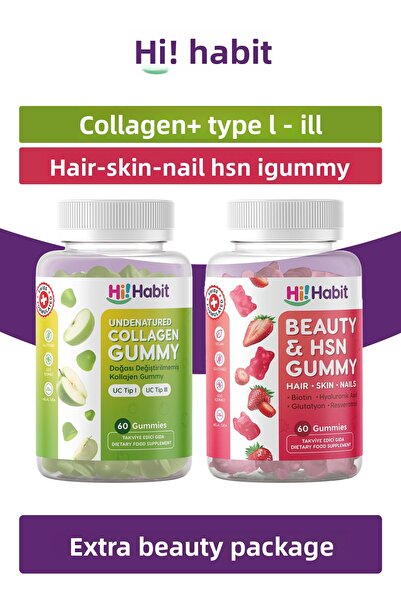 Hi Habit Collagen Type1-Type3 - Hsn Hair, Skin and Nail Vitamin Supplement Fo...