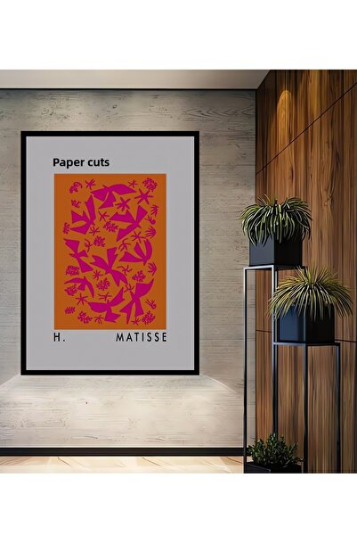 Teona Ahşap Tablou decorativ din lemn dreptunghiular cu aspect de cadru Matisse Papiers Découpés