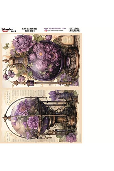 İstanbul Hobi ورق ديكور نحاسي 30×42 سم PT-1867 زهور