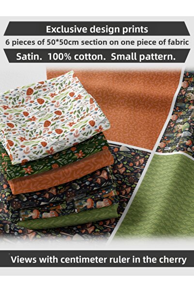 FabricMarket 6 bucăți 50x50 cm bumbac 100% set de țesături patchwork – pentru...