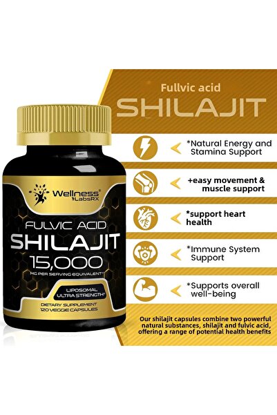 WELLNESS LABSRX شيلاجيت الهيمالايا من ويلنس لابس للرجال - 1500 ملغ من حمض الف...