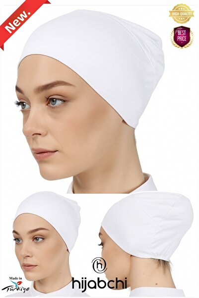 hijabchi Bonete practice cu închidere prin snap - Viscose material elastic - Alb