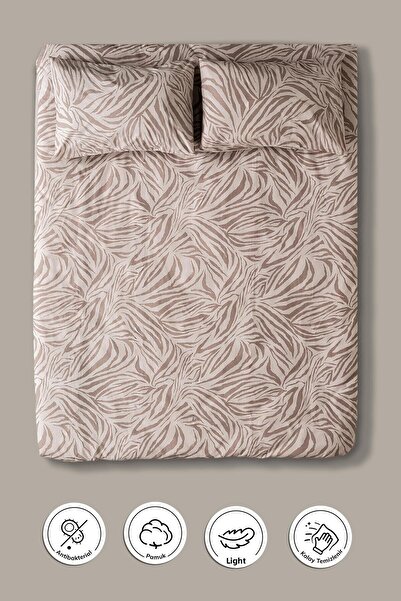 Cotto Home Set de lenjerie de pat Ranforce din bumbac dublu cu model zebră, c...