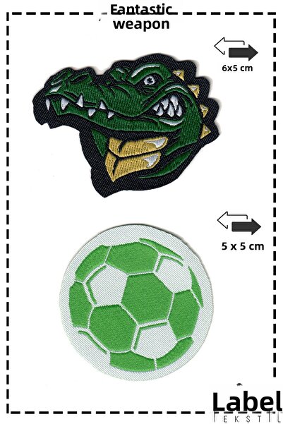 FANTASTIC ARMA Iron-On Woven Coat of Arms Patch - Bursaspor Themed Coat of Arms Set - 4-Piece Patch (Crocodile & Football Themed)