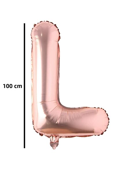 E Elmas بالون عيد ميلاد من رقائق حرف L باللون الذهبي الوردي (100 سم)