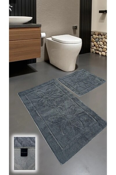 Chandler Home Set de covorașe de baie din bumbac Yenice – 2 bucăți cu bază țe...