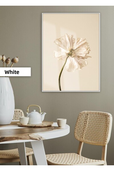 Harikabirev HARİKABİREV | MODEL DE FLORI ALBE BLOOMY | TABLA DE STICLA TEMPLATA CU CADRU, SIMPLE, VERTICALA