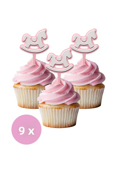 DECOROMA 6 Pieces Pink Baby Girl Cupcake Topper (Birthday) - High Quality Mat...