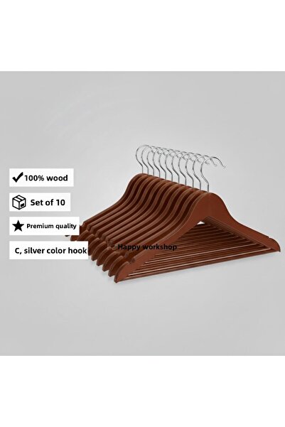Faravis Atelier 10 Pieces Wooden Varnished Hangers Clothes Shirt Clothing Han...