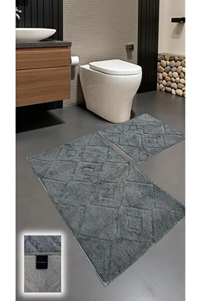 Chandler Home مجموعة سجادة الحمام القطنية من مادرا – قطعتان بقاعدة منسوجة وتصميم ناعم الملمس