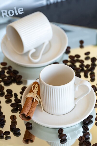 Heda Porselen Bulut 4 Piece 2 Person Porcelain Coffee Cup Set