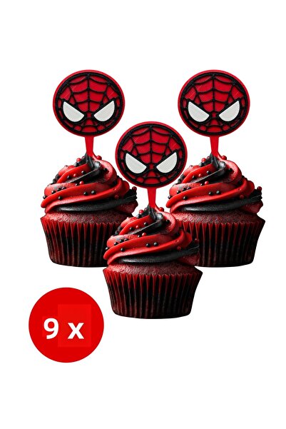 DECOROMA 6 Τεμάχια Διακοσμητικά Cupcake με θέμα Spiderman (ΓΕΝΕΤΡΙΑ) - Υψηλής...