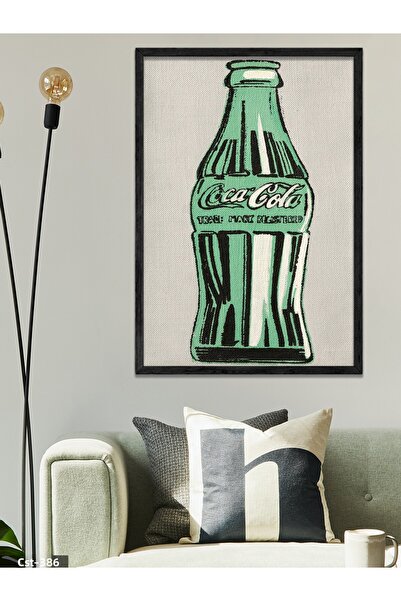 CeSht Pictură într-o singură bucată cu cadru din lemn negru cu sticlă de Coca...