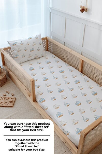 Tuğba Kuğu Montessori Bedding Set (100X200) - Pureline Series - Sail Boats