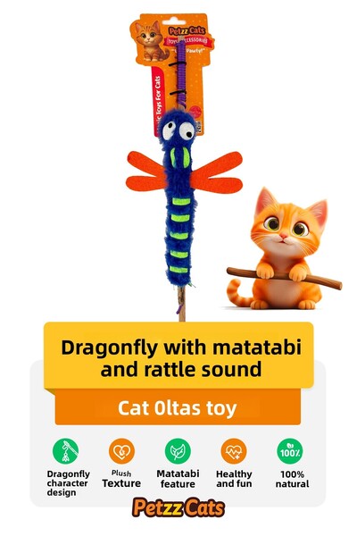 Petzzcats لعبة صيد السمك للقطط من دراغون فلاي مع صوت ماتاتابي وصوت خشخشة، لون...