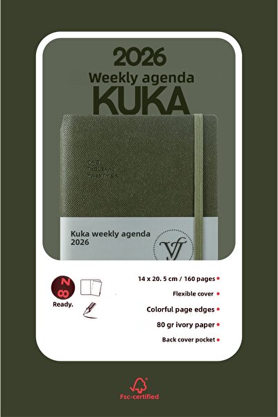 Victoria's Journals Kuka 2026 Weekly Agenda A5 (14X21Cm) Flexible Cover Ivory 80Gr.