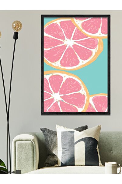 CeSht Pink Lemon One Piece Black Wooden Framed Painting