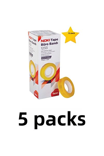 Noki 5 Πακέτο (60 τεμάχια) 12mmx33m Διαφανής Ταινία Γραφείου Ταινία Χρημάτων