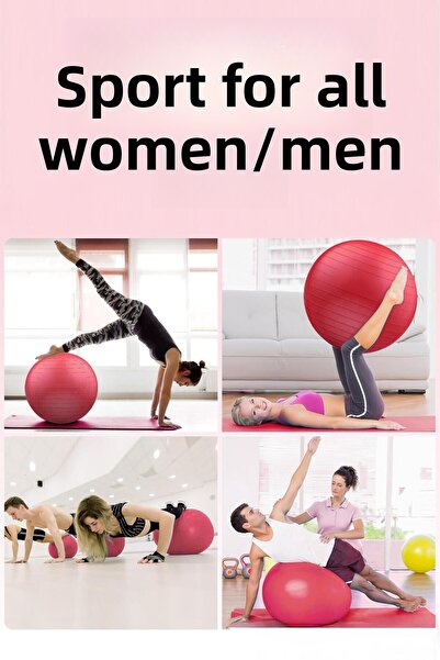 Telvesse 65 cm Pilates Ball and Pump Set |   Suitable for Height 155-170 cm Durable Anti-Slip Red