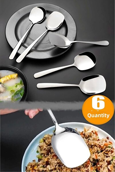 Rosemor Serving Spoon Set Set of 6 Stainless Steel Luxury Food Salad Pastry Pastry Bakery Chicken