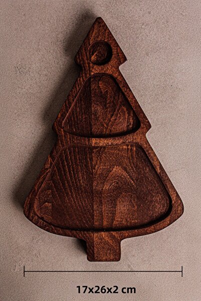 Snippy Pine - Pine Tree Patterned Wooden Snack Plate Presentation Plate 26 cm