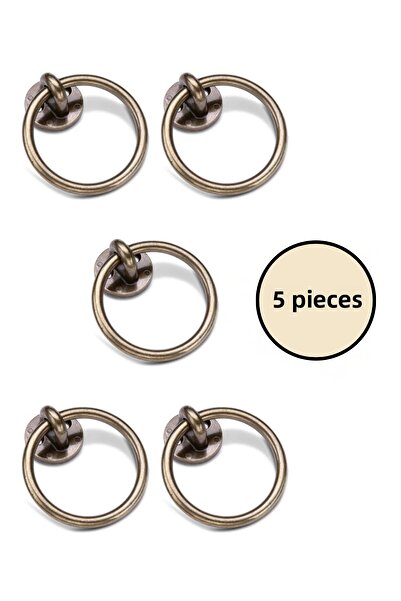 MegaVitrin مجموعة مقابض حلقة متدلية مكونة من 5 قطع - مقعد مزود برأس مسمار علوي ومقابض للأثاث - 60 مم أصفر عتيق